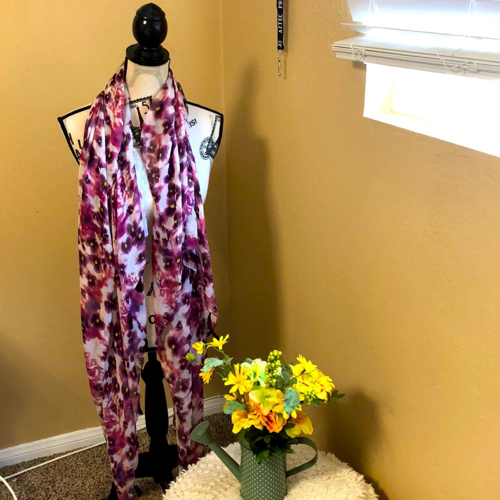 Floral/ fuchsia scarf